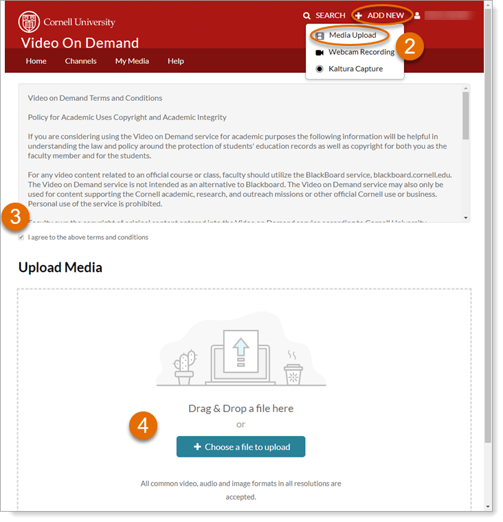 Upload Media Files into Video On Demand ITCornell